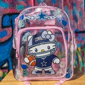 HELLO KITTY Dallas Cowboys Clear Backpack 15” - Pink | Handmade